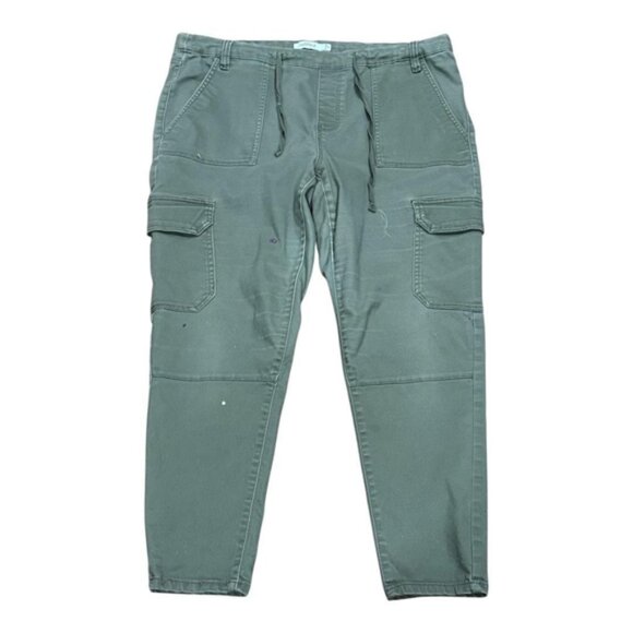 mySTYLE Cargo Pants Womens Plus 18 Olive Drawstring Jogger Pockets Tapered Leg - Picture 1 of 8